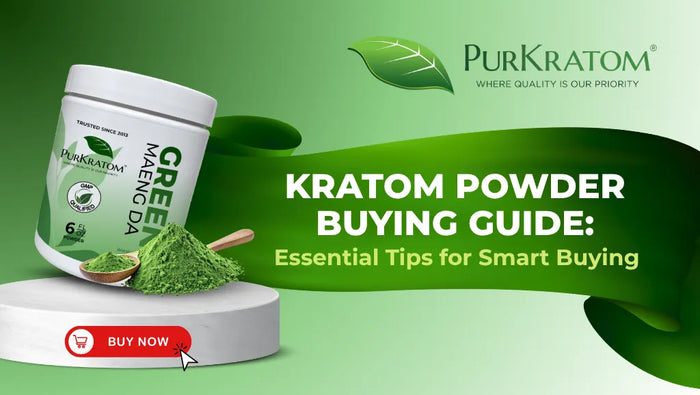 Kratom powder buying guide covering essential shopping considerations, product information, labeling, laboratory testing, and factors to review before purchasing. 